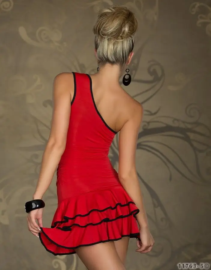 ML17656 лидер продаж недорогое сексуальное платье с оборками для девушек короткое