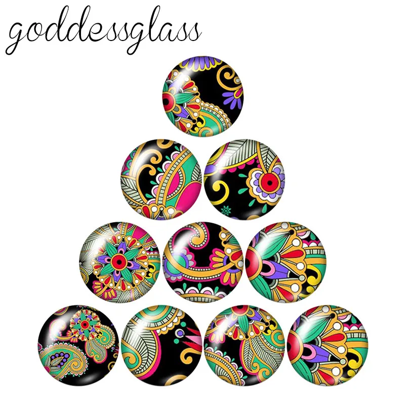 

New Flowers patterns beauty 10pcs 12mm/18mm/20mm/25mm/30mm Round photo glass cabochon demo flat back Making findings ZB0581