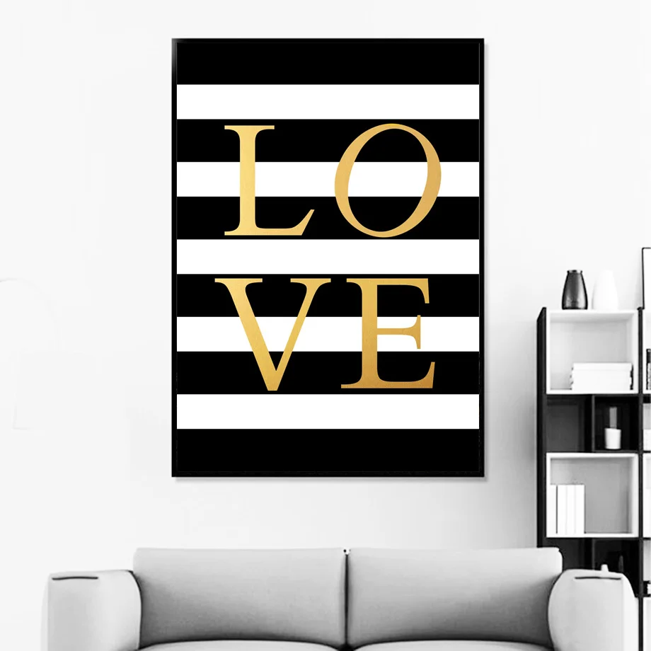 Love Happy Quote художественная мода холст живопись плакаты на скандинавскую тему и