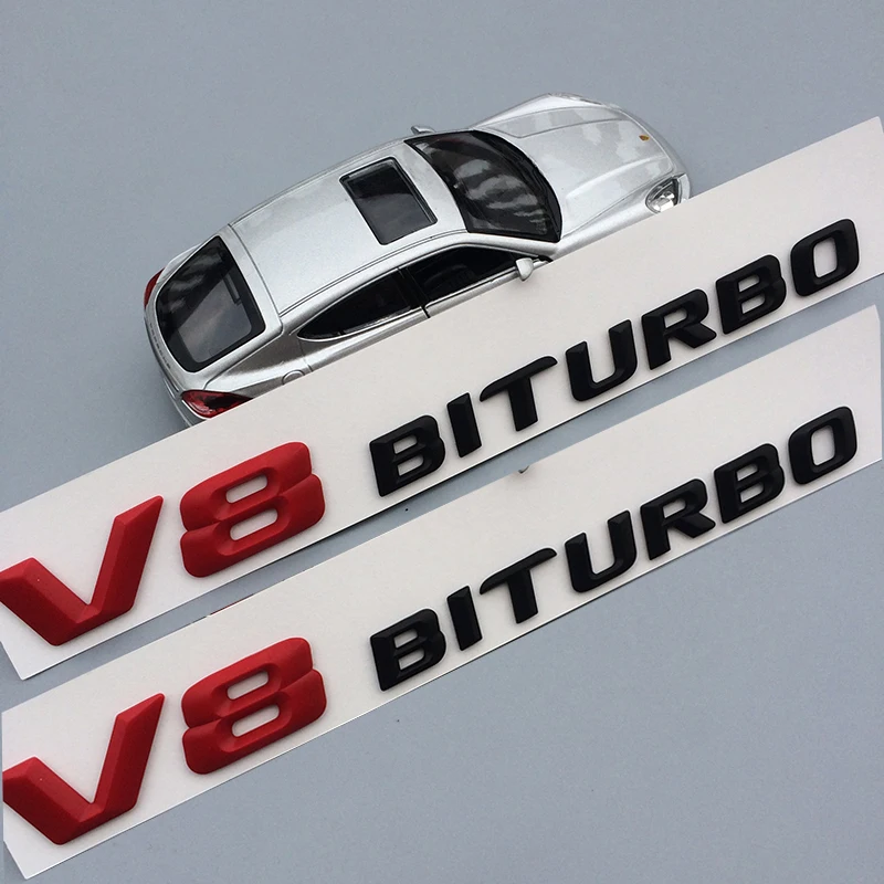 red and black Vent Fender отделка эмблемы лезвие логотип V8 BITURBO 4matic+ для Mercedes Benz AMG V8 C200 C300 E300 E400 W213 стайлинга автомобилей сбоку Стикеры - Цвет: red and black