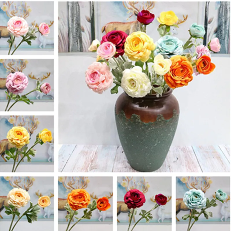 Поддельные короткие Стволовые Ranunculus 19 69 &quotДлина моделирования Tufting Камелия для