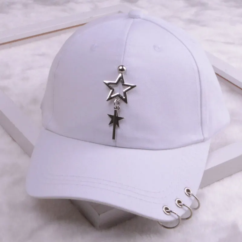 2 star white Бейсбольная кепка с кольцом для папы, шапки для мужчин и женщин, бейсбольная кепка для женщин, белая черная бейсболка, Мужская кепка для папы - Цвет: 2 star white