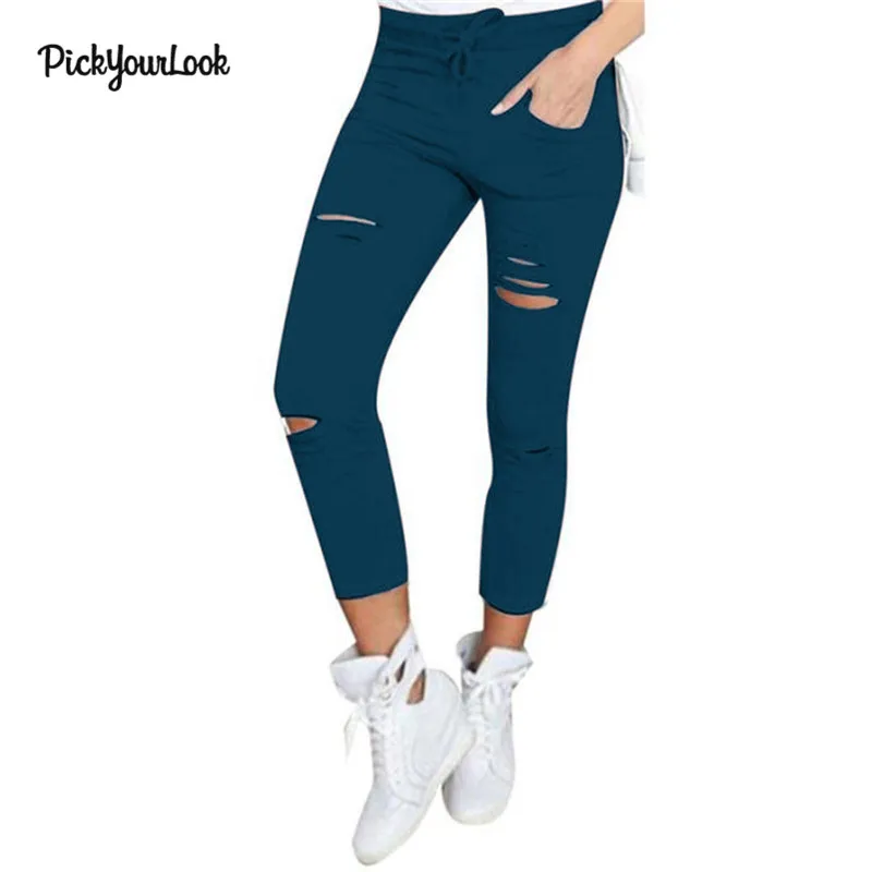 Pickyourlook женские рваные брюки с высокой талией джинсы-скинни трусы леггинсы