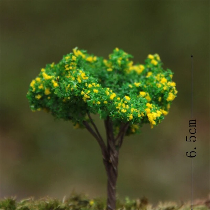 Искусственное дерево 3 шт. желтая миниатюрная Сакура милые маленькие растения