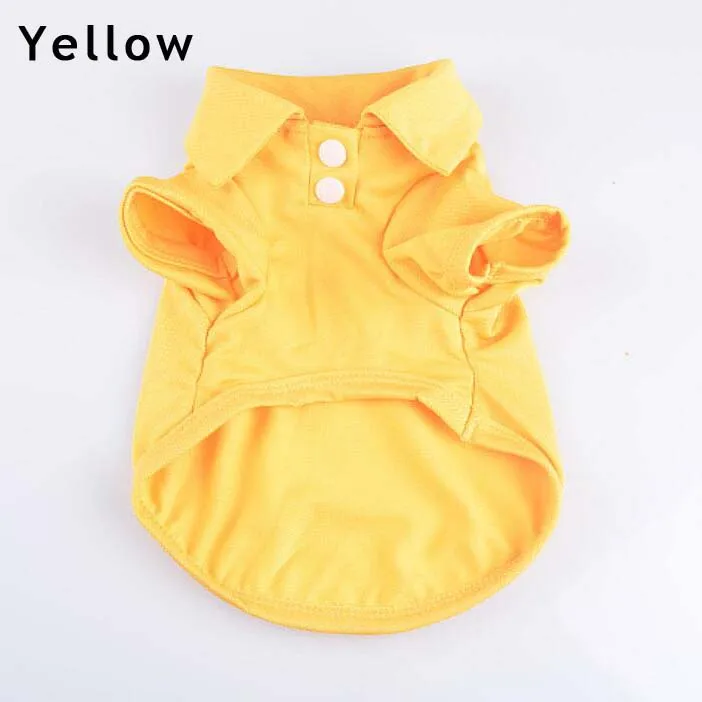 Yellow 12 шт./партия хлопковая собачка рубашки поло дышащие футболки для собак одежда для весны и лета - Цвет: Yellow