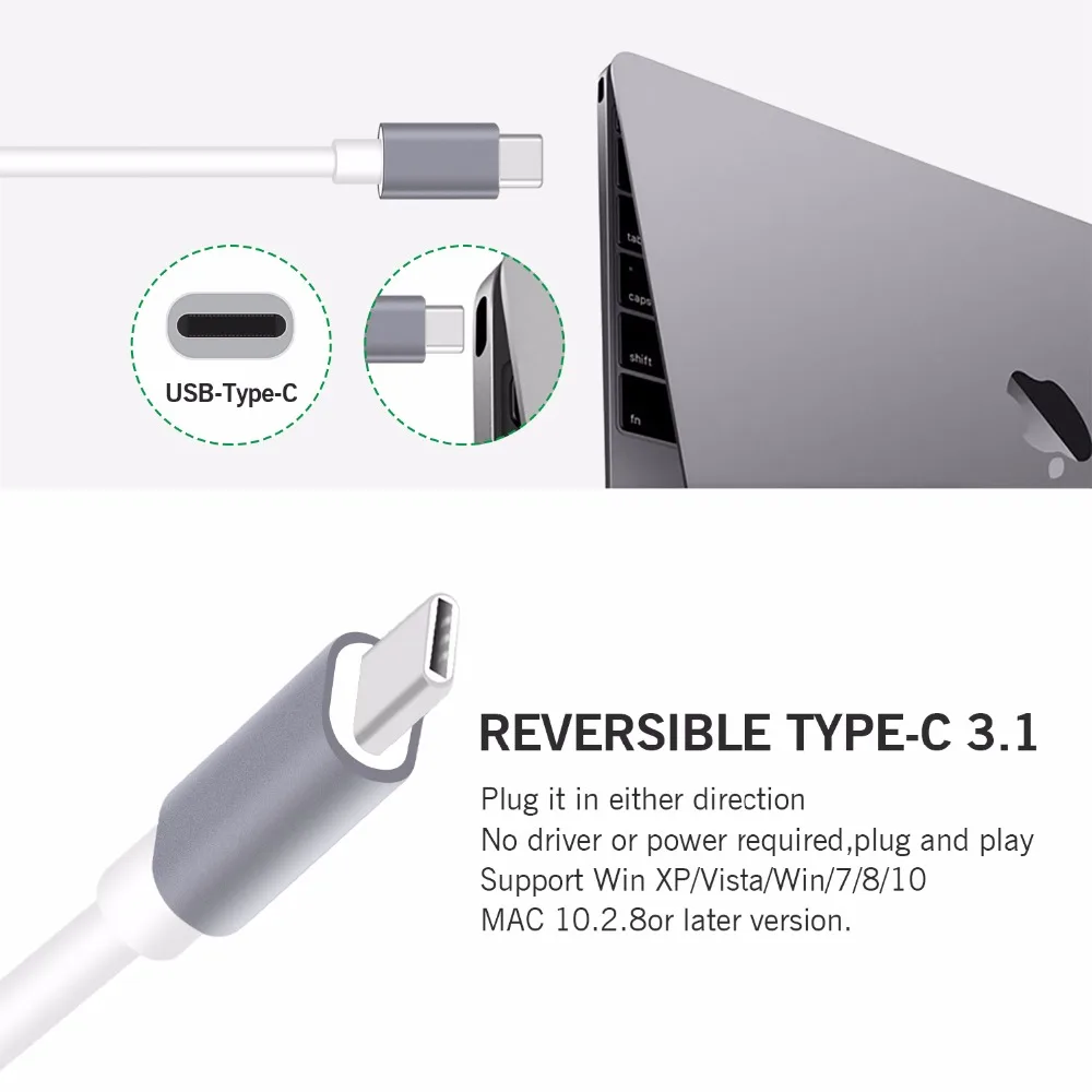 KuWFi 4 порта usb type C 3 1 многопортовый адаптер USB к 0 концентратор Металлический
