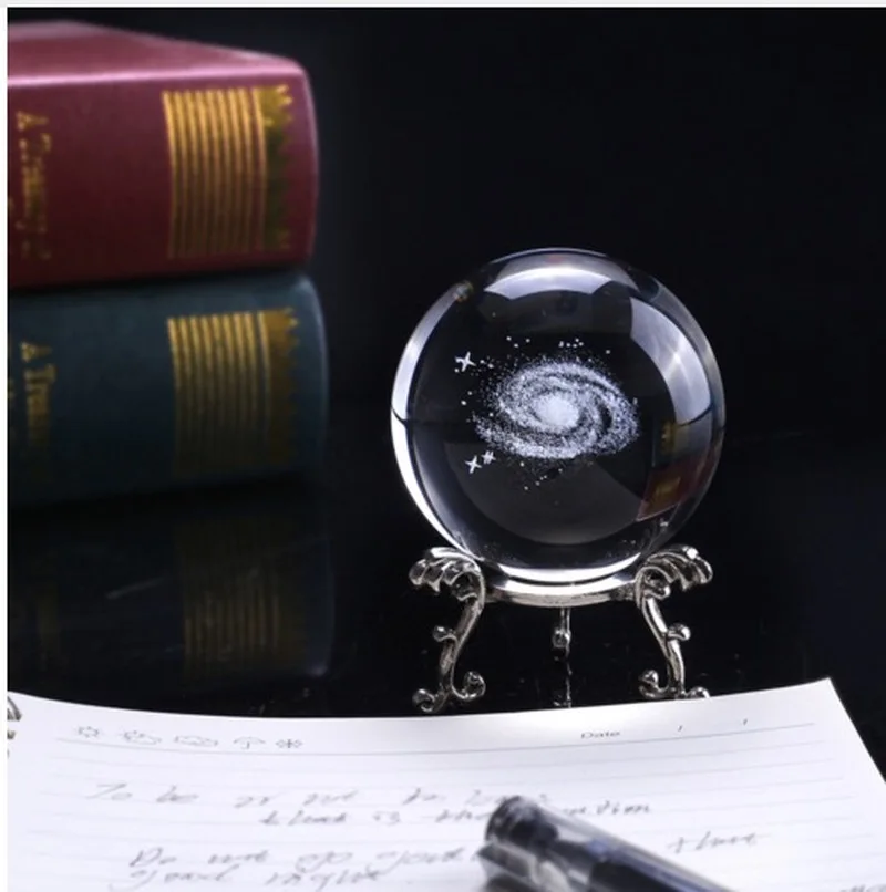 60 мм Диаметр Глобус галактика миниатюрный хрустальный шар 3D лазерная гравировка