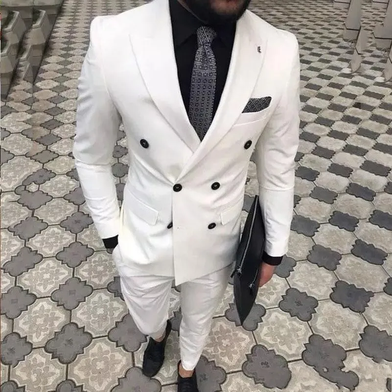 

Fashionable Double Breasted Groom Tuxedos Shawl Lapel Groomsmen Men Blazers Suits (Jacket+Pants+Tie) NO:343