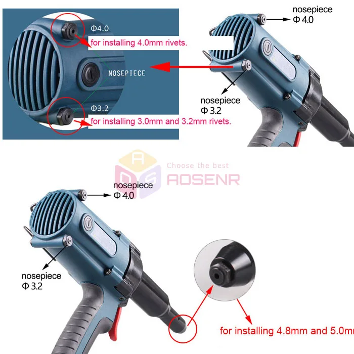 220 V 400 W Электрический клепальщик электрический пистолет Клепальный Инструмент 8000N для слепого клепальщика