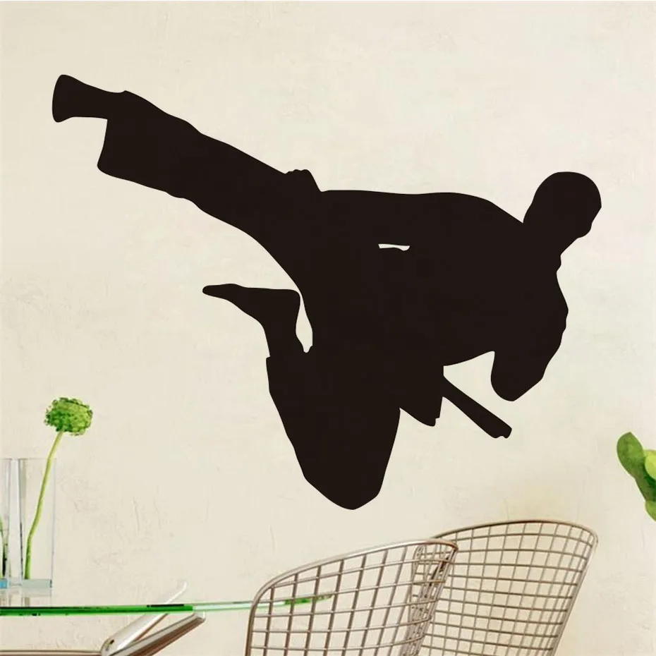 Настенные наклейки Flying Kick Kung Fu китайские декоративные съемные настенные из ПВХ