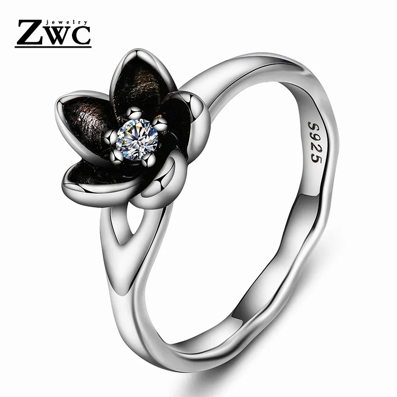 Black ZWC, модные классические обручальные кольца с шестью когтями, AAA циркон, ювелирные изделия для женщин, обручальное кольцо с кристаллами, подарок - Цвет основного камня: Black