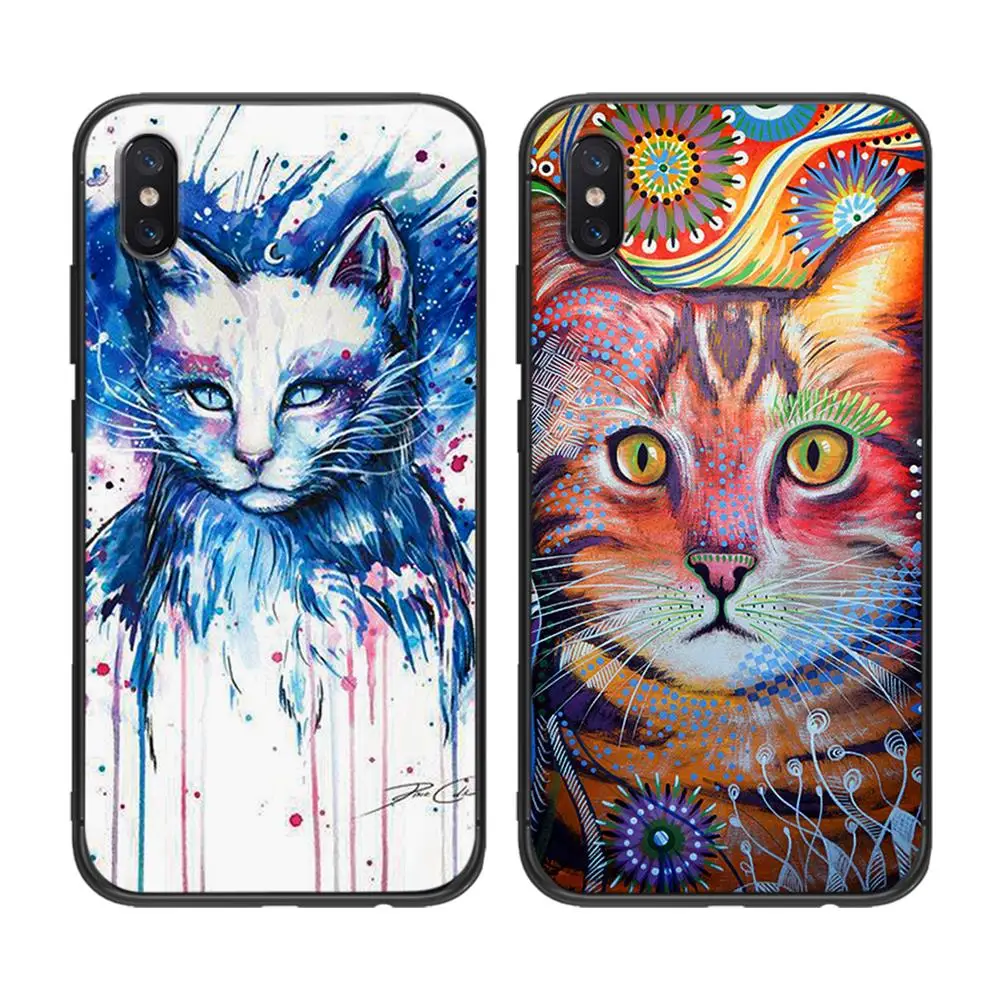 Мягкий ТПУ чехол Cat art для Xiaomi Redmi Mi6 8 9 A1 A2 F1 Plus 5/5 M8 Lite силиконовый задней панели