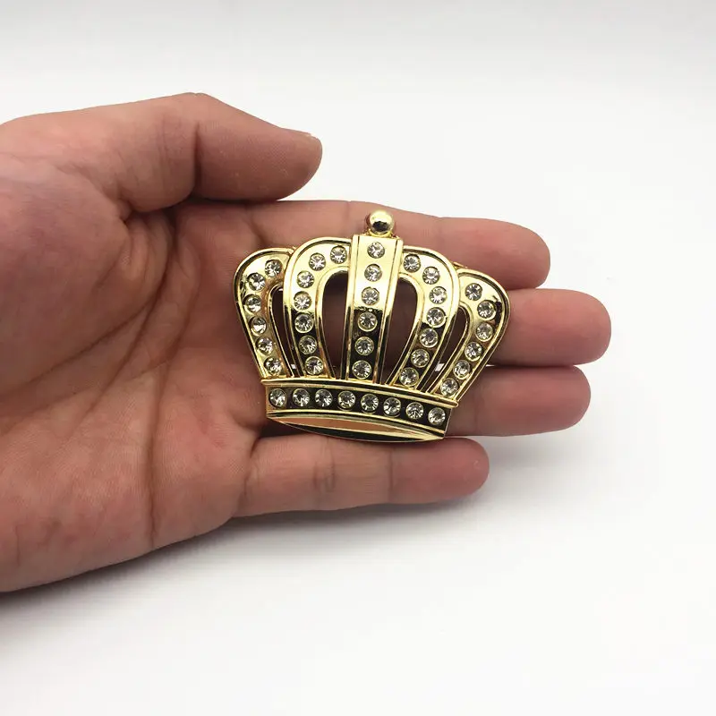 Стайлинг автомобиля металлическая Золотая Корона эмблема наклейка с Стразы