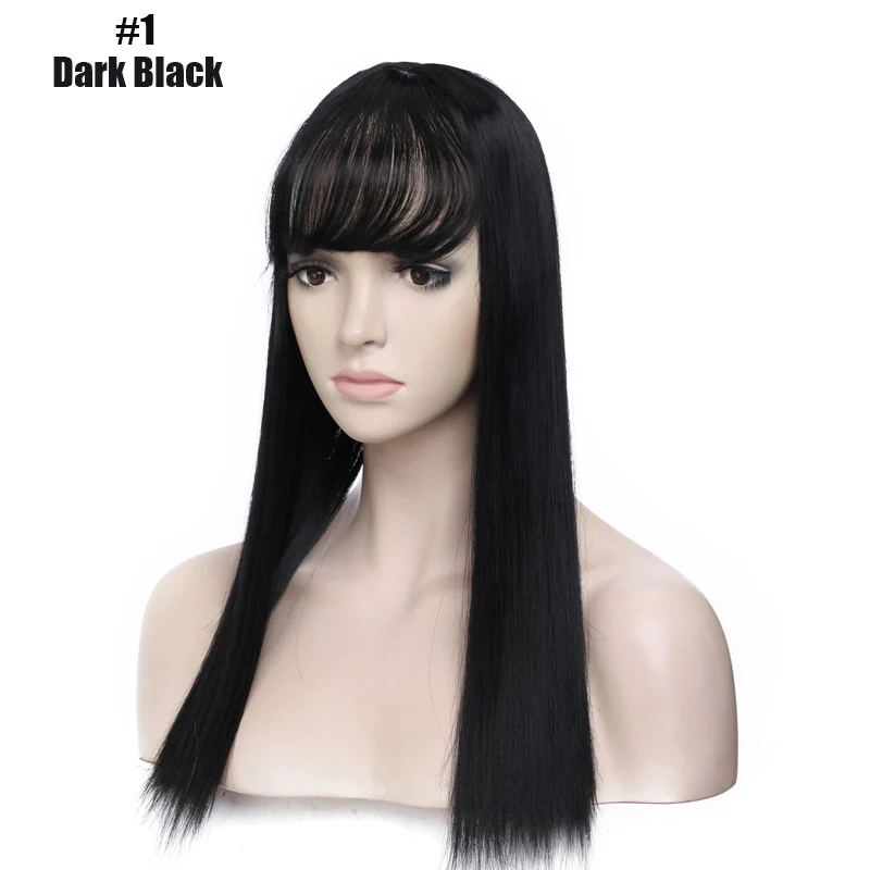 dark black S-noilite 1" длинные прямые волосы для наращивания женщин поддельные заколки для волос в Синтетические накладные волосы кусок волос с взрыва реальные натуральные - Цвет: dark black