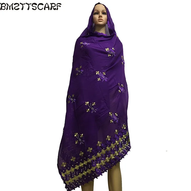 2018 Latest African Women Scarf muslim embroidery scarf cotton big for shawls wraps | Аксессуары для одежды