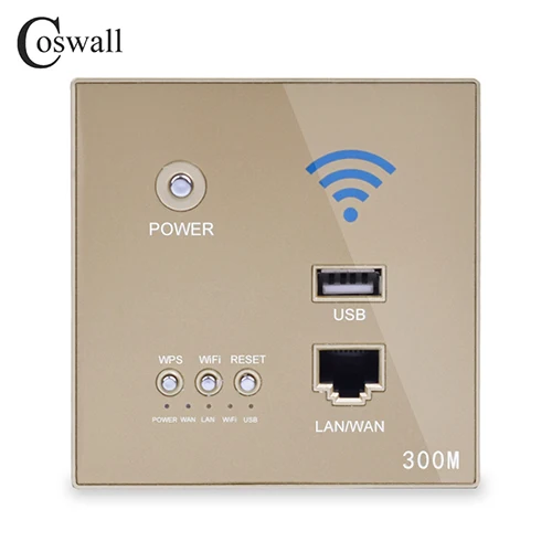 COSWALL серебро/золото 300 м настенный встроенный беспроводной AP маршрутизатор usb зарядный порт 1500ма выход стены wifi Routeur панельная розетка - Тип: Wall Router Gold