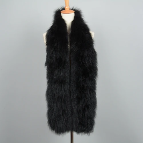 Black Jancoco Max Зимний Леди натуральным лисьим мехом вязанный длинный шарф Высокое качество мягкие теплые шали лучший подарок глушители S7180 - Цвет: Black