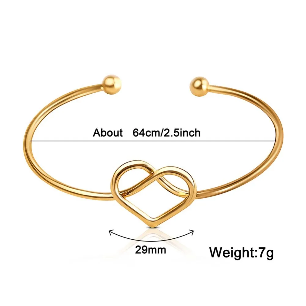 2021 New Heart Bangles for Women Fashion Gold Color Adjustable Open Love Cuff Bracelet Designer Jewelry Valentine's Day Gift | Украшения