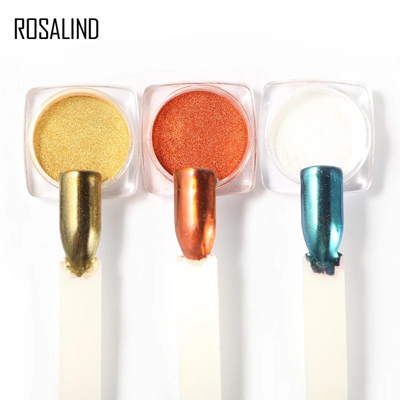 Золотистый/серебристый Блестящий зеркальный порошок ROSALIND 9 цветов ракушка для
