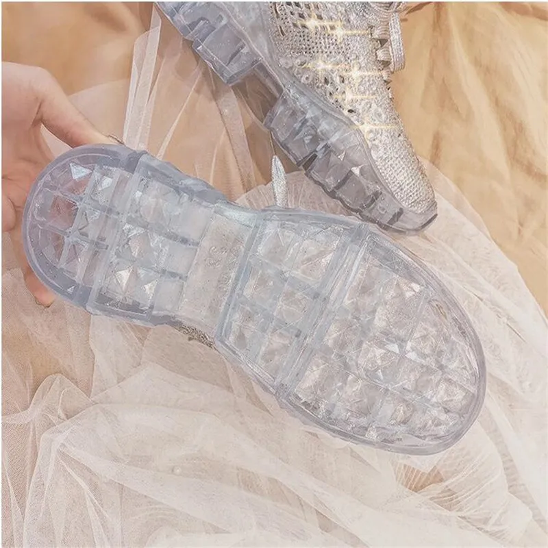 Женские прозрачные кроссовки Harajuku брендовые весенние на платформе Желейная