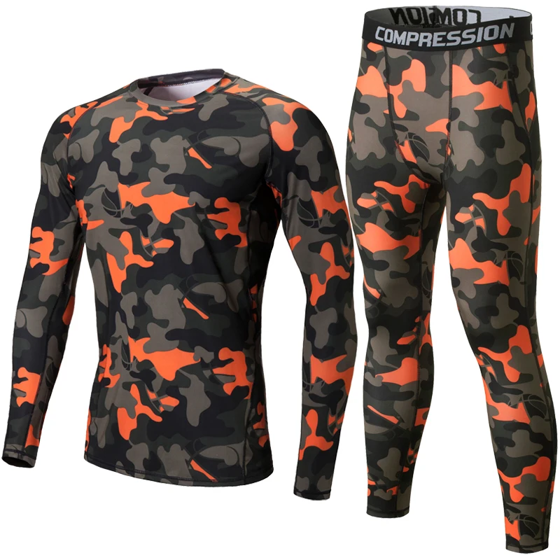 

Men Camouflage Compression 2 Pcs Running Sets Hot Long Sleeved T-shirt Leggings Quick Dry Crossfit Fitness Gym Tight Tracksuit