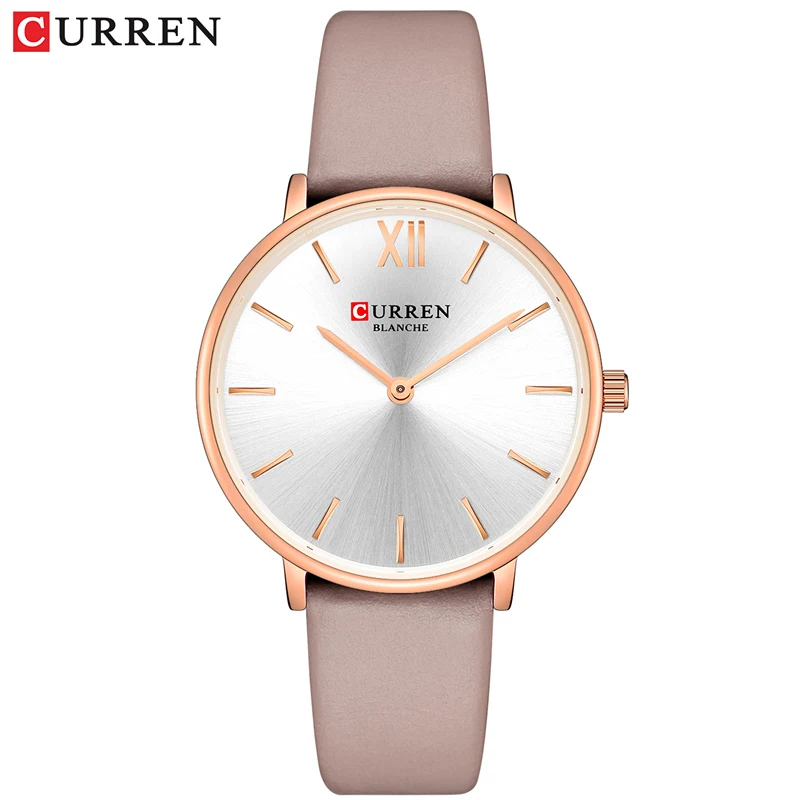 rose white CURREN женские часы розовые аналоговые кварцевые часы женские повседневные женские наручные часы мягкий кожаный ремешок часы relogios feminino - Цвет: rose white
