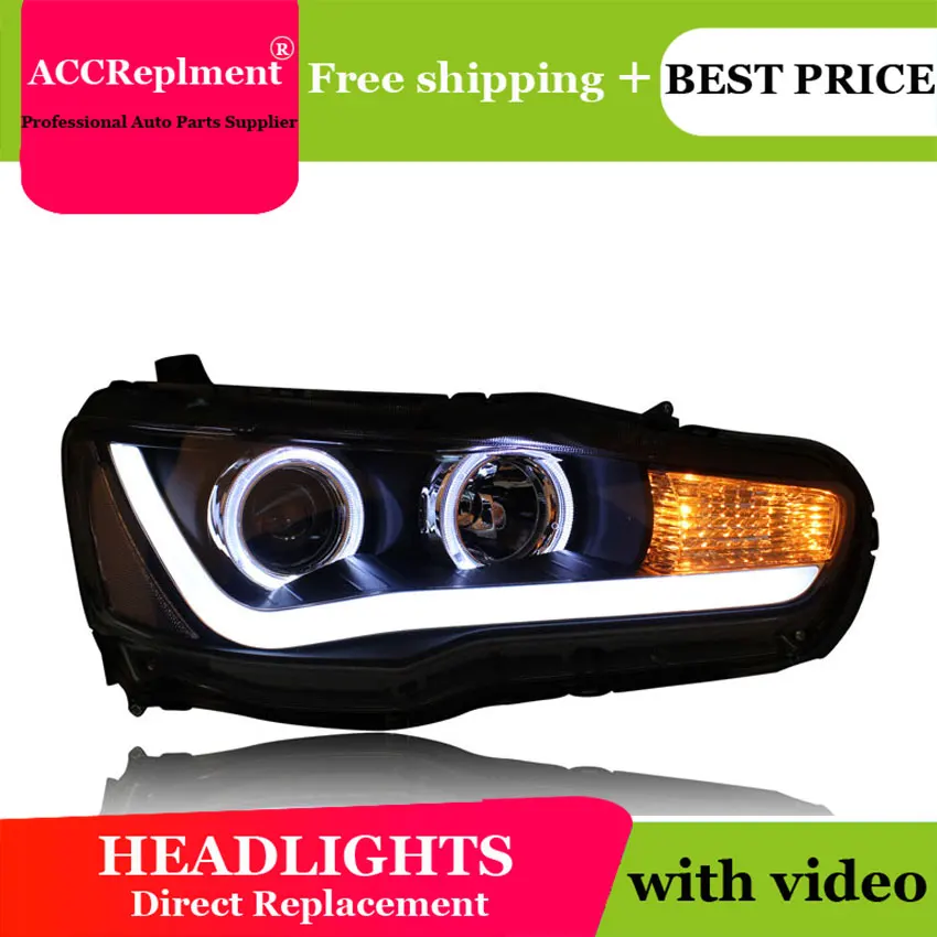 Car Styling for Mitsubishi Lancer EX Headlights 2009-2016 LED Headlight DRL Lens Double Beam H7 HID Xenon bi xenon lens | Автомобили и
