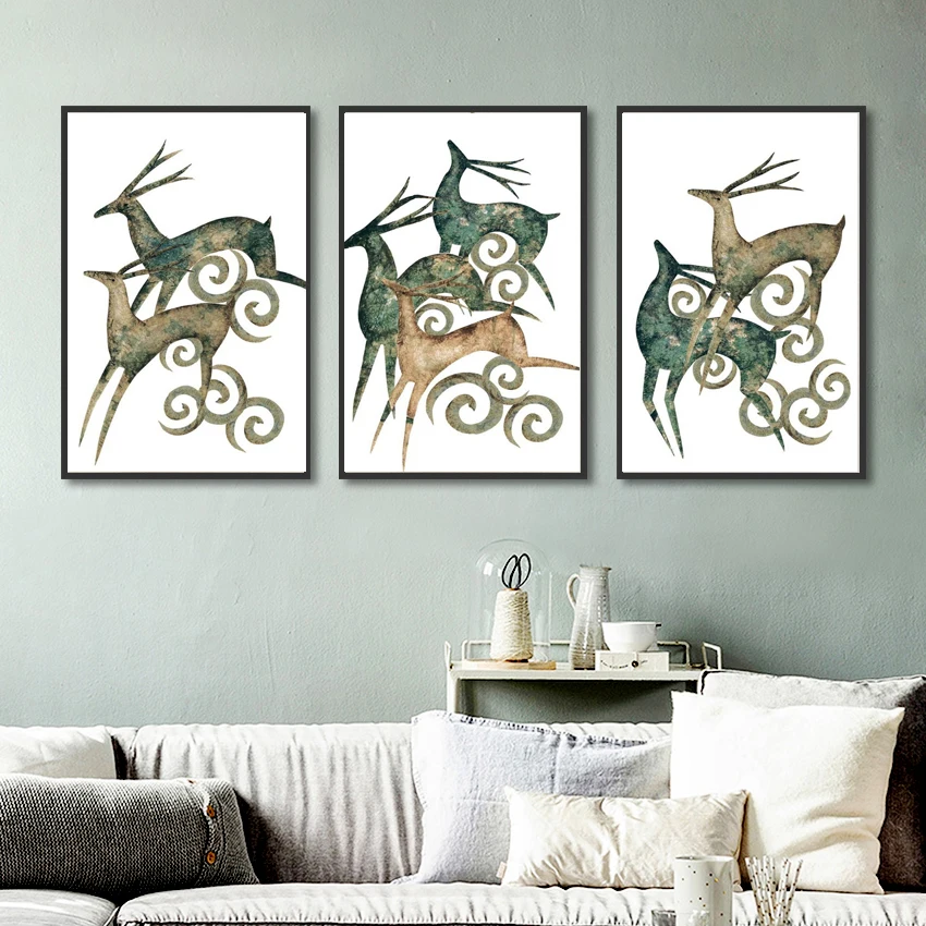 

SPLSPL Nordic Deer Animals Poster Boys and Girls Room Decor Abstract Elk Canvas Painting Hd Printed Wall Picture for Living Room