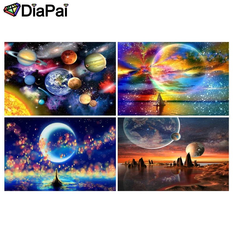 

DIAPAI Diamond Painting 5D DIY 100% Full Square/Round Drill "Cosmic colored planet" 3D Embroidery Cross Stitch Home Decor