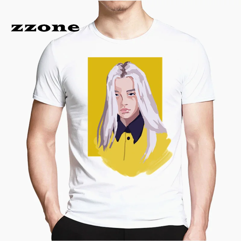 Billie Eilish модная футболка с круглым вырезом и коротким рукавом лето 2019 унисекс