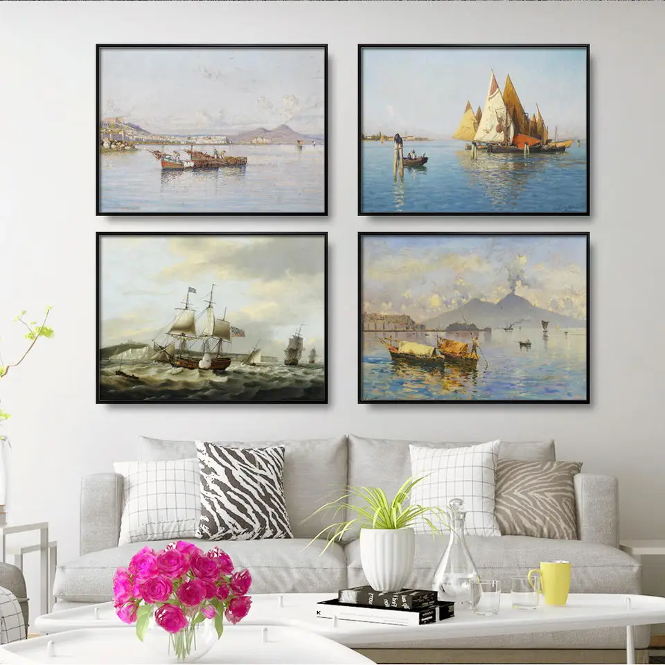 Home Decoration Print Canvas Wall Art PicturePaintings Horizontal Rectangle Oil Unframed Drawings Sailboat on the sea | Дом и сад