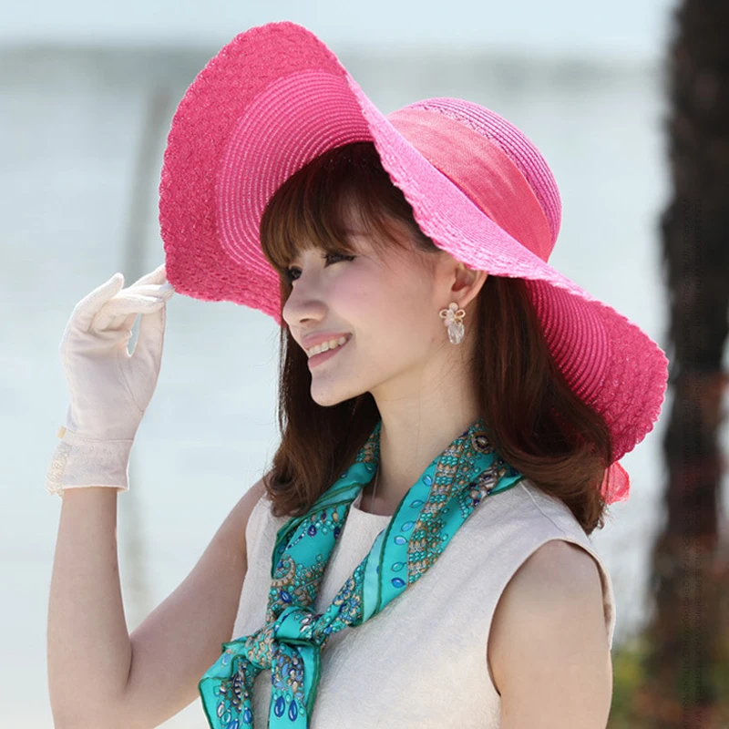 Новейшая Корейская пляжная Солнцезащитная шляпа с бантиком женская летняя кепка