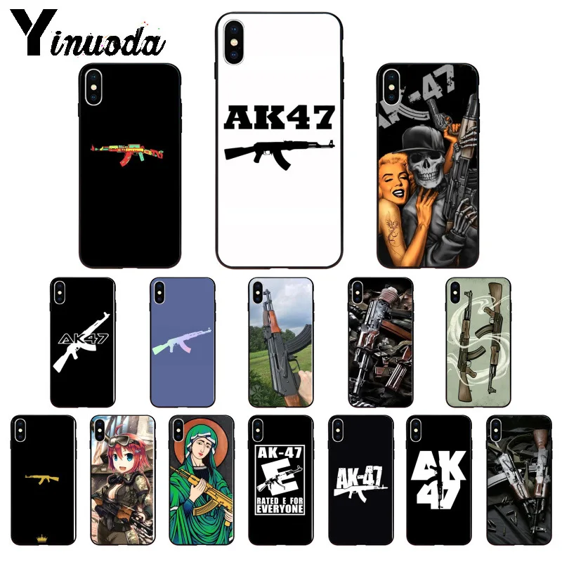 

Yinuoda AK47 Gun TPU Soft Silicone Phone Case Cover for iphone 13 X XS MAX 6 6s 7 7plus 8 8Plus 5 5S SE XR