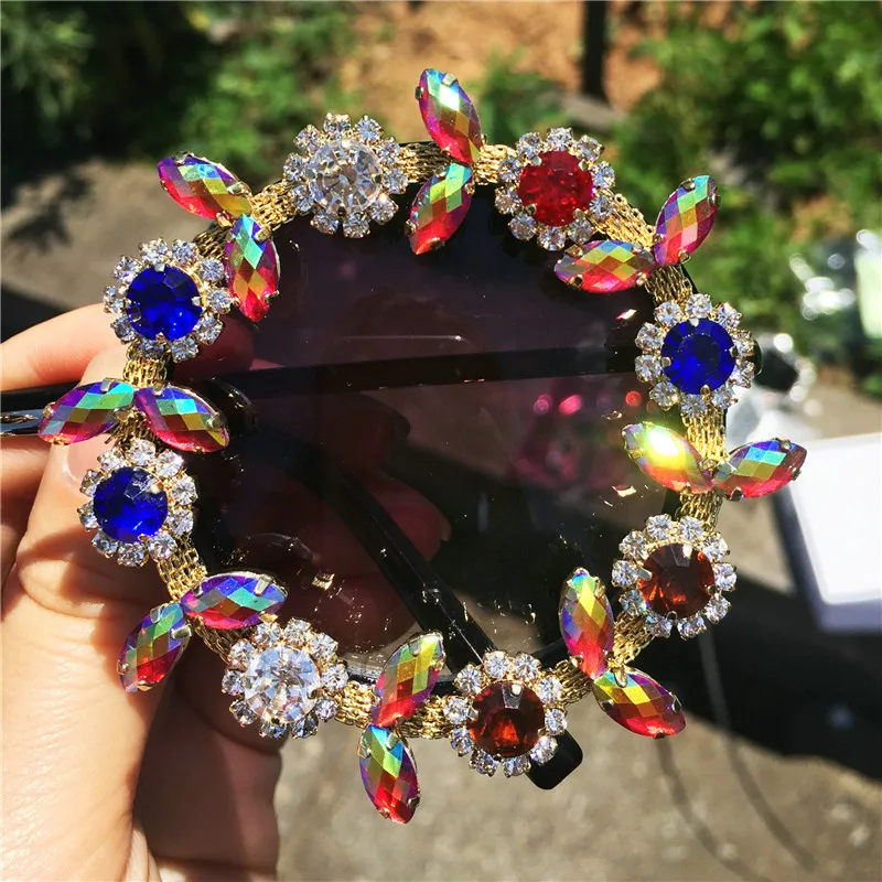 Женские солнцезащитные очки MINCL цветные затемненные со стразами модель LXL 2017|sun