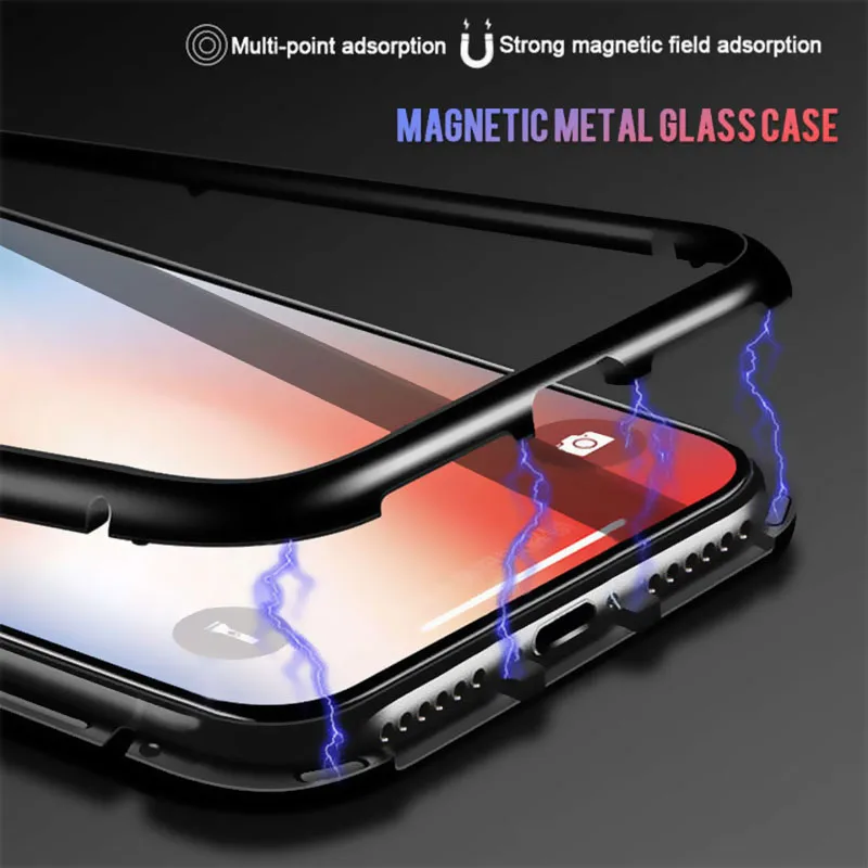 Роскошный Магнитный адсорбционный чехол для телефона для iPhone X Xs Max Xr 8 7 6 s Plus металлический магнит поглощение закаленное стекло откидная крышка Капа