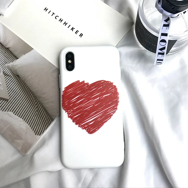 Lover Simple Heart Cases For Iphonex 7 PLUS 6 6S 8 Mobile Phone Case Soft Silicone Tpu Back Covers Iphone6 plus Funda |