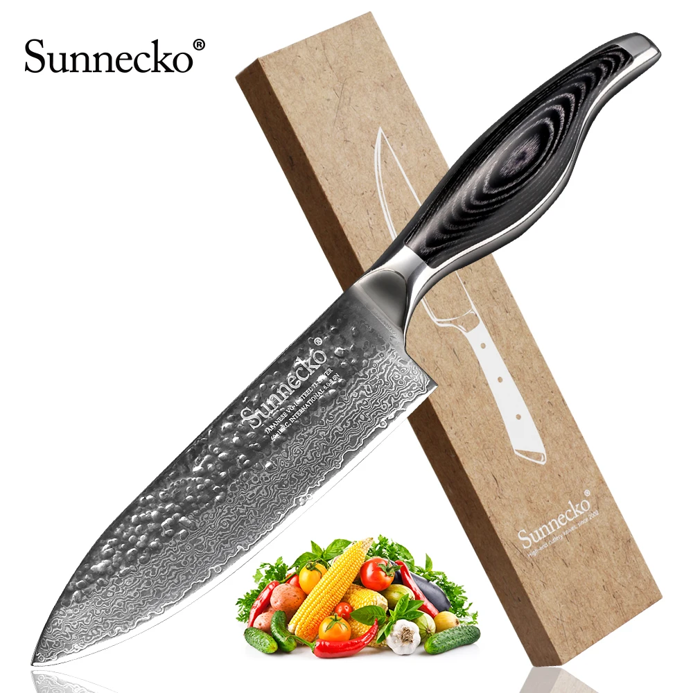 SUNNECKO 6 дюймовый нож шеф повара 59 61HRC сильная твердость Дамасская сталь лезвие