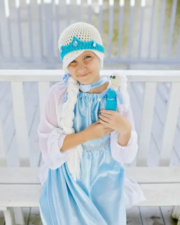 Милая вязаная крючком шапка для девочек Снежной Королевы маленьких костюм
