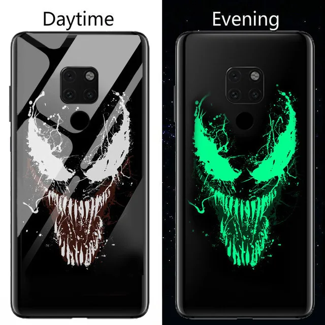 Venom Чудо-яд Железный человек чехол в виде светящегося стекла для huawei mate 30 20 10 Pro Honor 20 10 9 Lite Бэтмен Черная пантера чехол для телефона Funda - Цвет: Venom