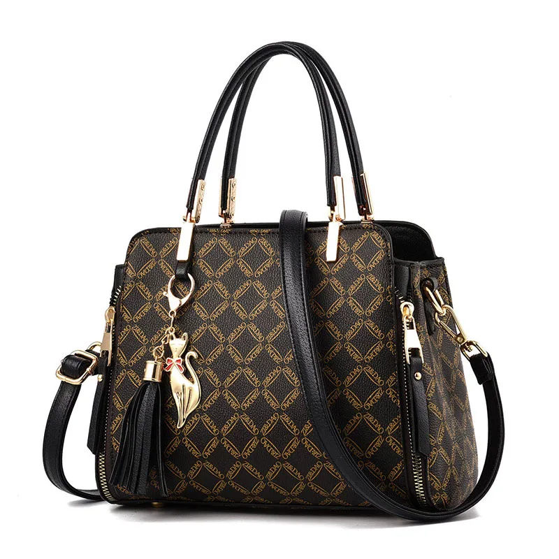 

High quality luxury lady bag 2019 New Retro PU lock lady Single Shoulder Bag Fashion printing chain oblique Bag