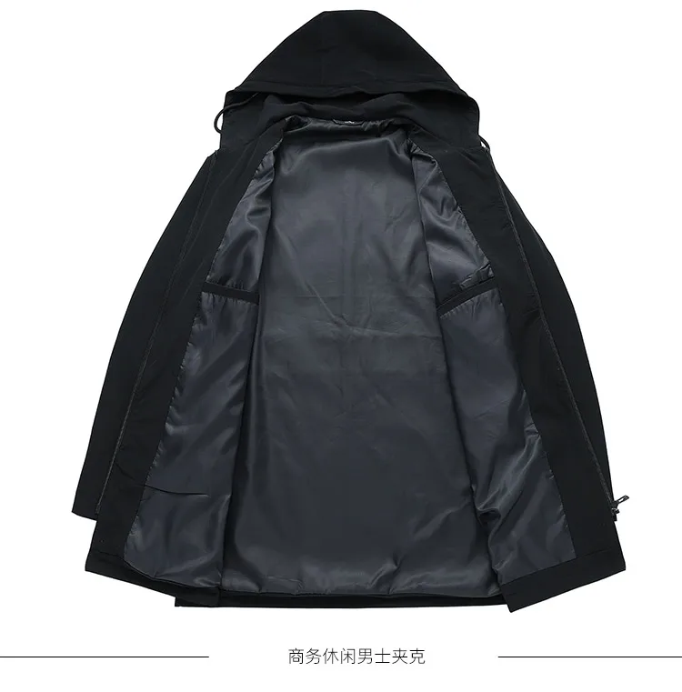 Новинка, стильные мужские пальто, Повседневная модная куртка с капюшоном, Мужская одежда, мужская деловая ветровка, Мужской плащ высокого качества