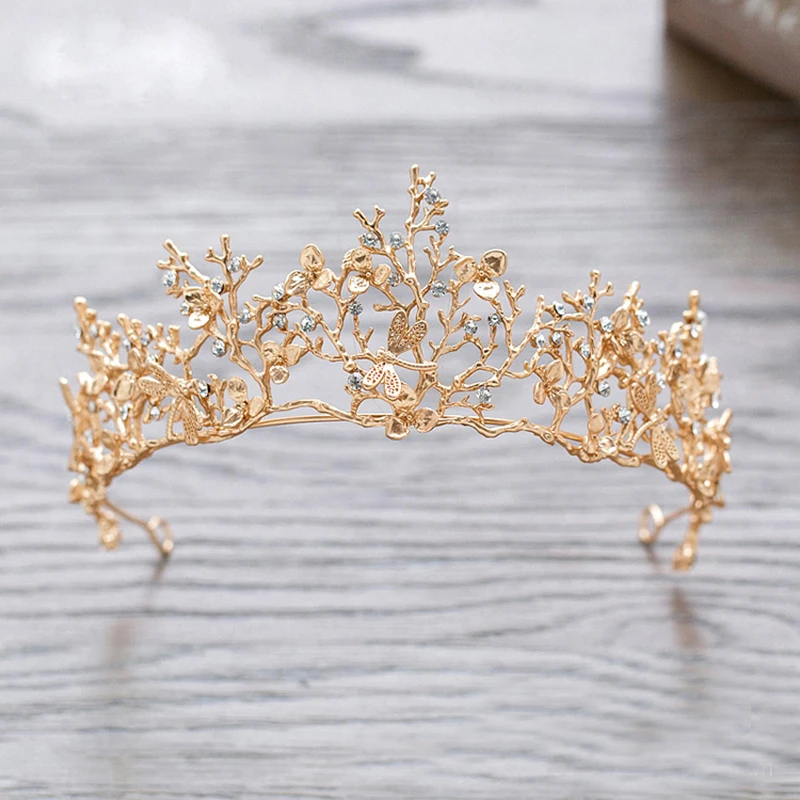 HIMSTORY барокко Корона Золотые листья Tairas Стрекоза свадебные аксессуары для волос