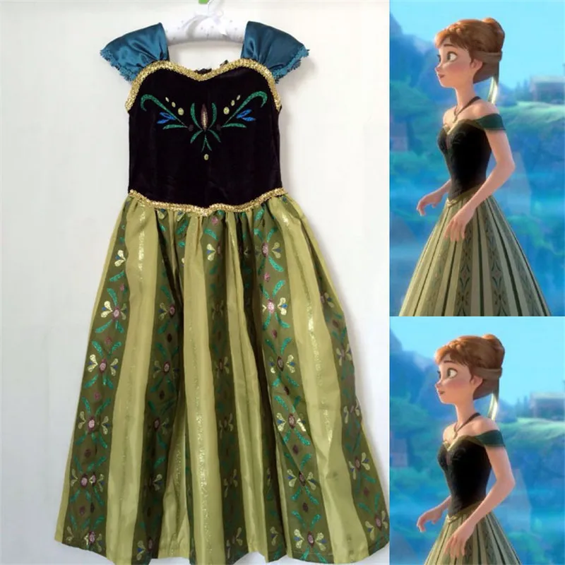 Disney Snow романтичное платье мультфильм сплошного цвета принцесса взрыв детское с