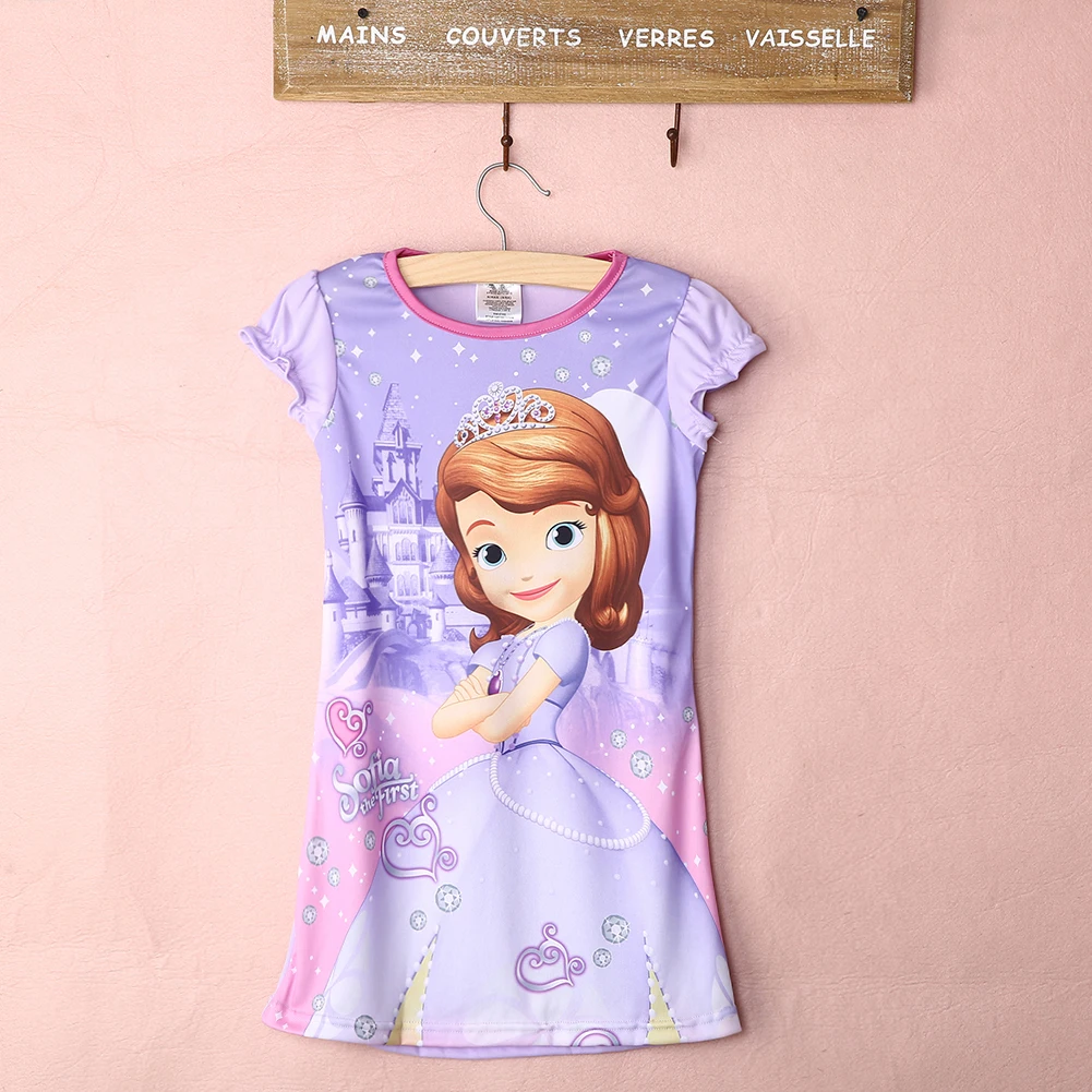 Hot Girls Dress Kids Baby Purple Sofia Princess Home Summer Casual short sleeve Nightdress 4-14Y | Детская одежда и обувь