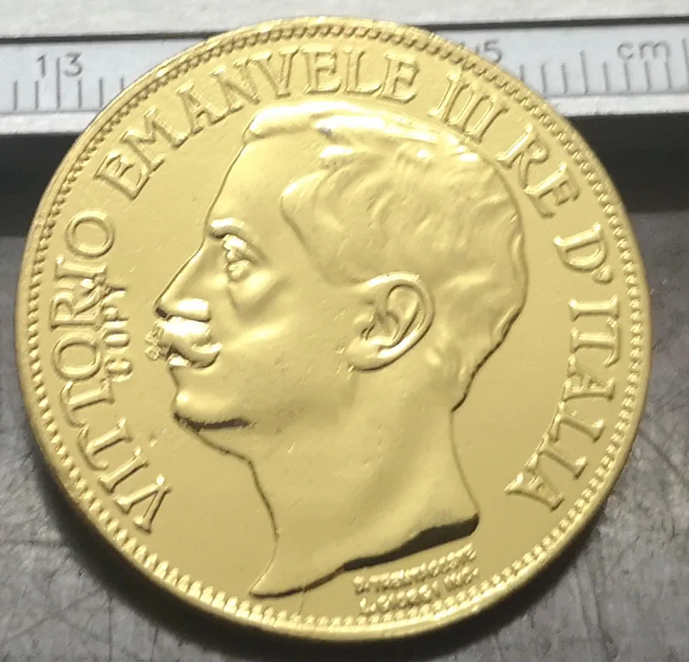 1911 Италия 50 лир Витторио Эмануэле III годовщина Королевства Золотая копия