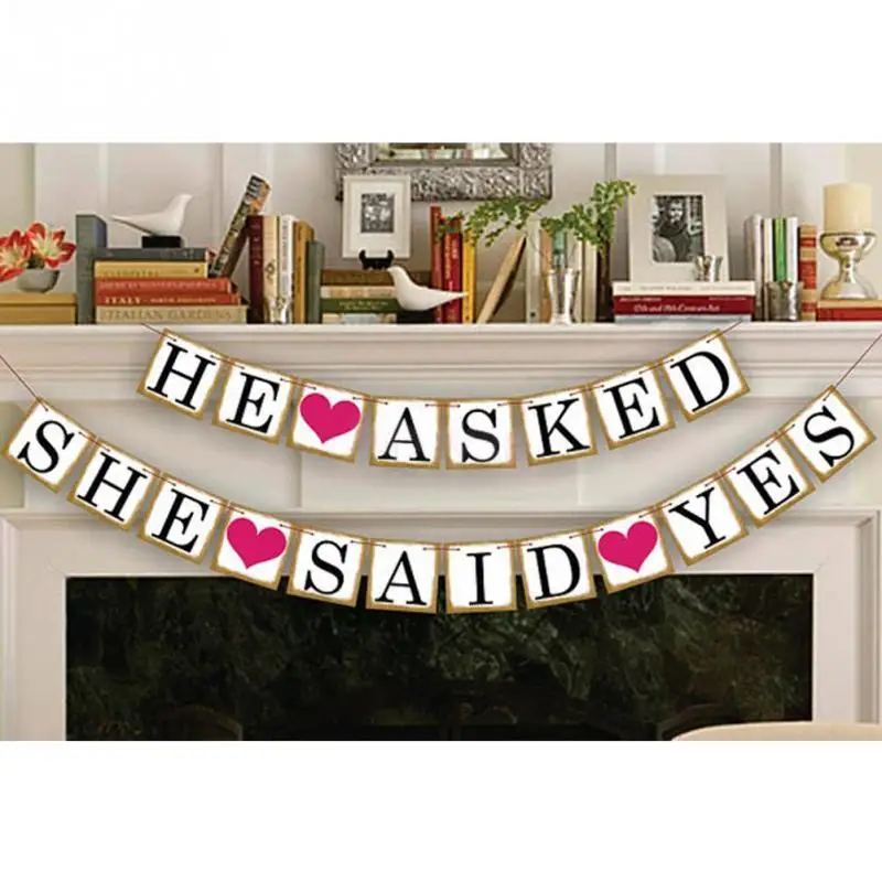 Он попросил она сказала да буквы Романтический овсянка баннер для загородный