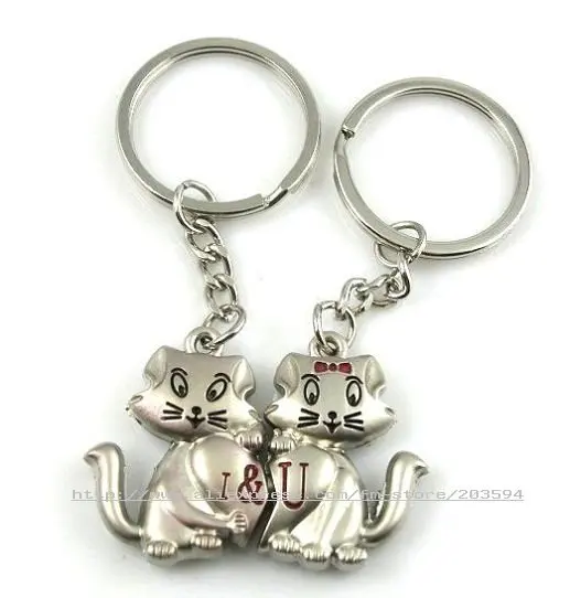 

S6848 Alloy metal cat key chain 12Pcs