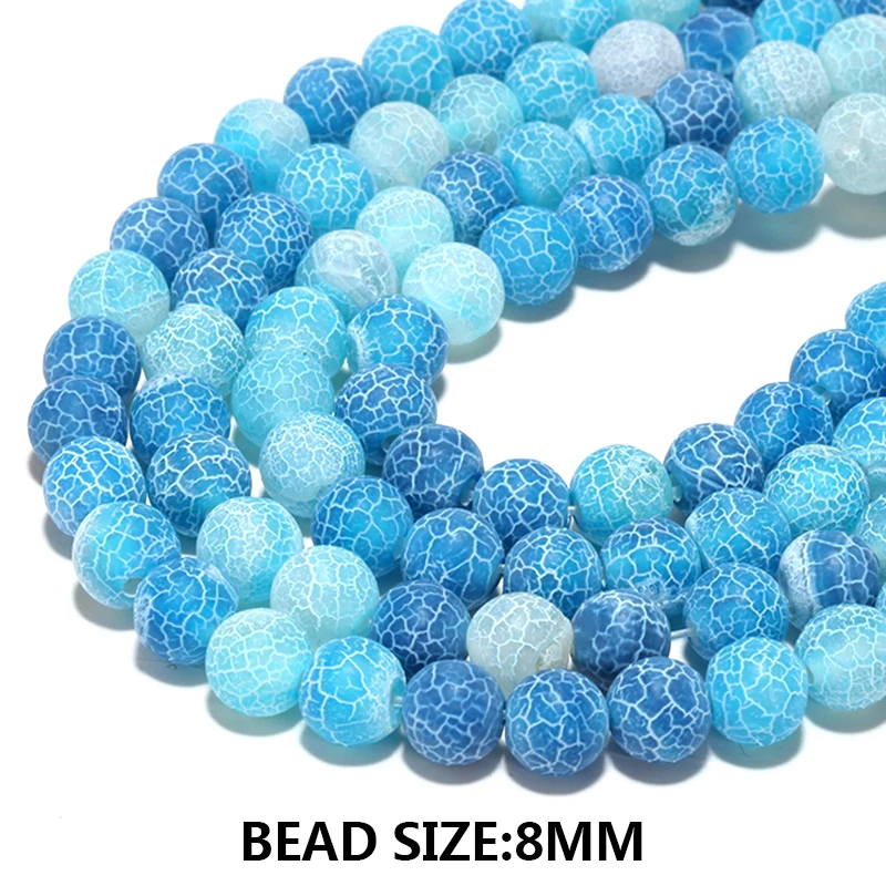 Frosted blue weathered carnelian round beads 8 mm Fashion necklace accessories Bracelet Beads for jewelry making | Украшения и