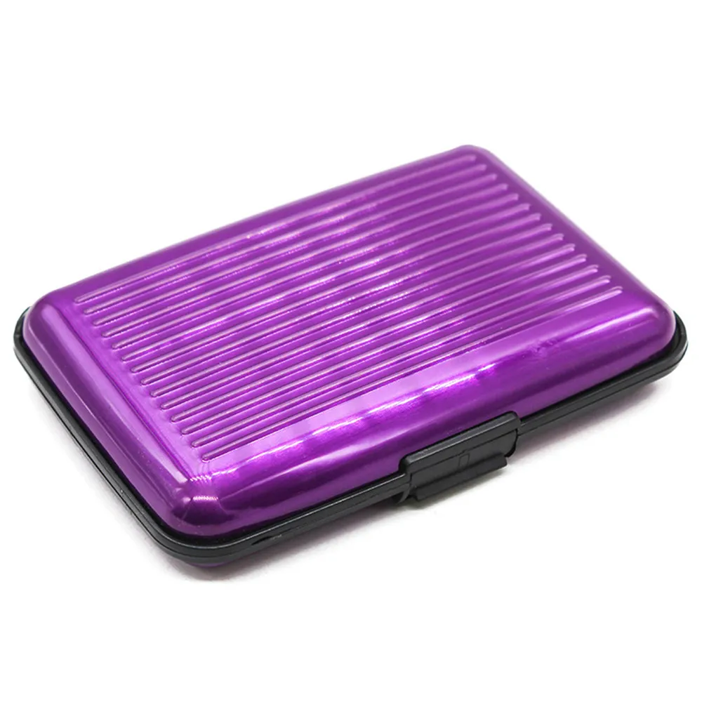 purple Алюминиевый Противоугонный кредитный держатель для карт, блокирующий кошелек, кожаный унисекс, информация о безопасности, металлический кошелек, Бесконтактный блочный чехол - Цвет: purple