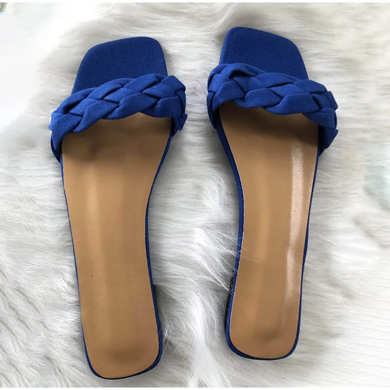 Summer Women Slippers Denim Sexy Flat Slides Open Toe Female Casual Flip Flops Fashion Cut Out Sandals Mujer Beach Shoes